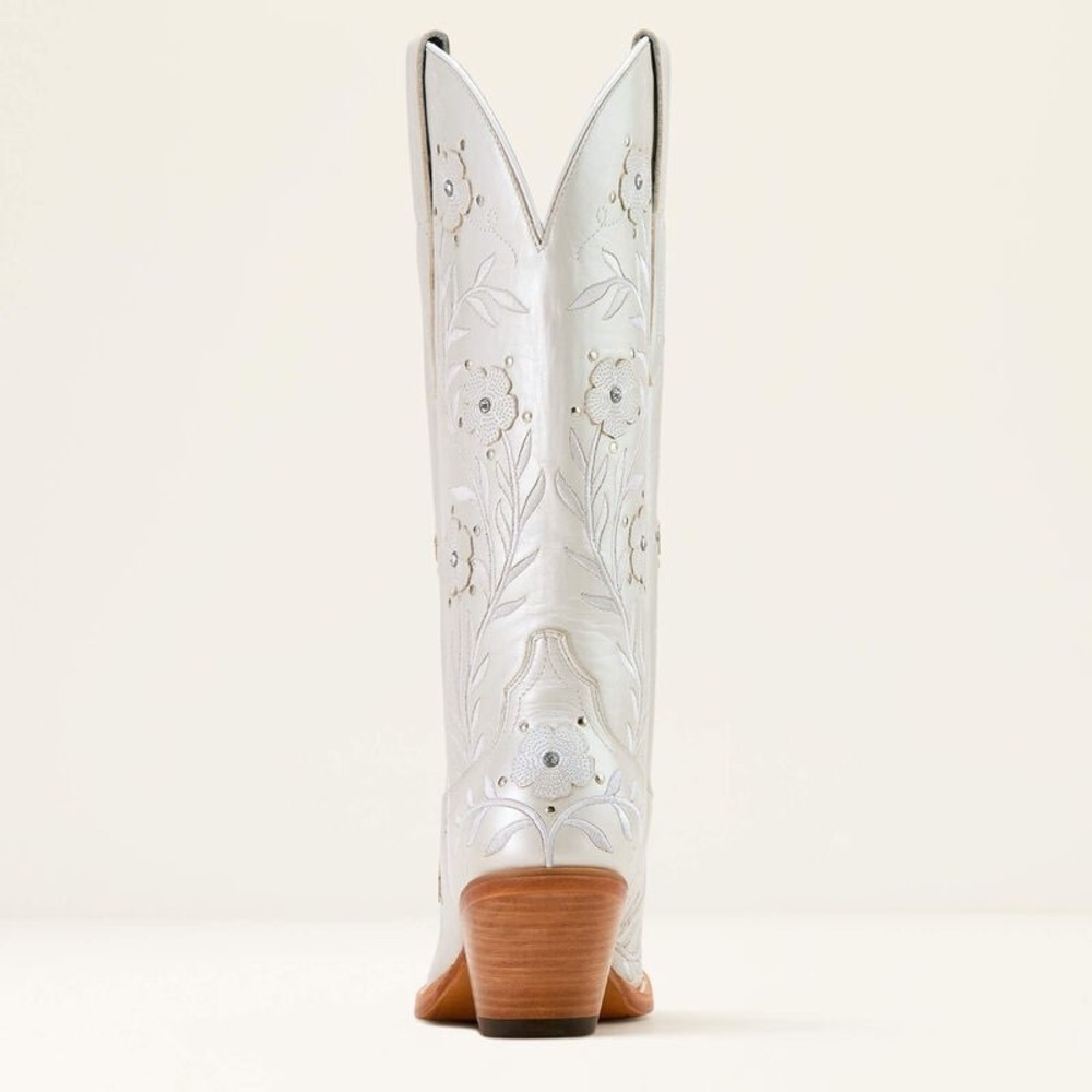 NEW Ariat Romance Pearly White Floral Rhinestone Western Cowboy Boots 7.5 Bridal - Picture 4 of 16